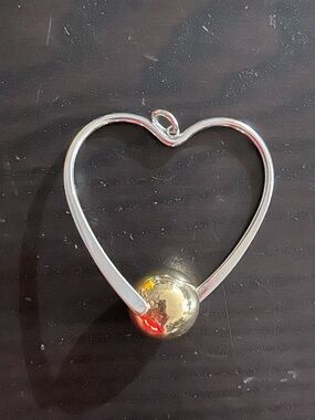 Silver Heart Pendant with Gold Accent - Elegant Women’s Jewelry